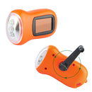 Hand Crank Solar Dynamo Torch Lamp Outdoor Emergency LED Flashlight (orange