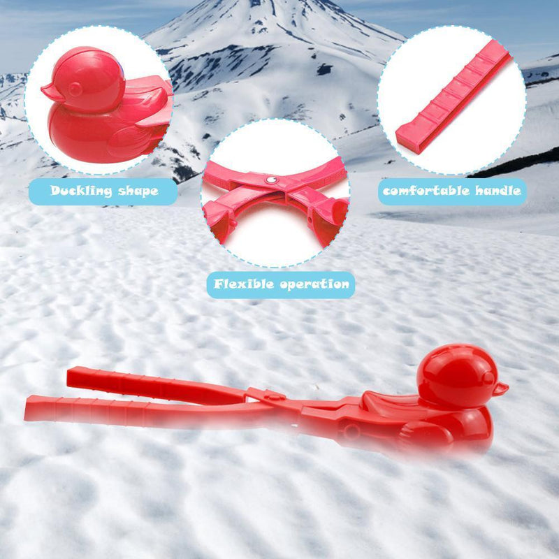 Snowball Maker Tool Duck Shape Snow Ball Tongs Clip with Handle (Red)