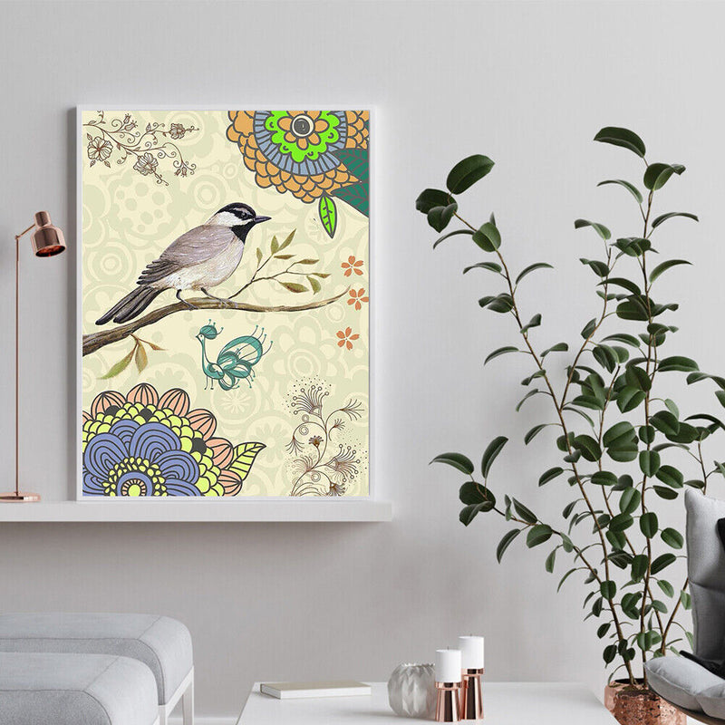 DIY Oil Paint by Numbers Kit Flowers and Birds Picture Coloring Art Craft Dec