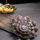 Sandalwood Stick Burner Censer Buddhism Bronze Lotus Incense Line Holder Decor
