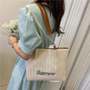 Letters Straw Shoulder Bags Large Capacity Women Summer Beach Underarm Tote Bag