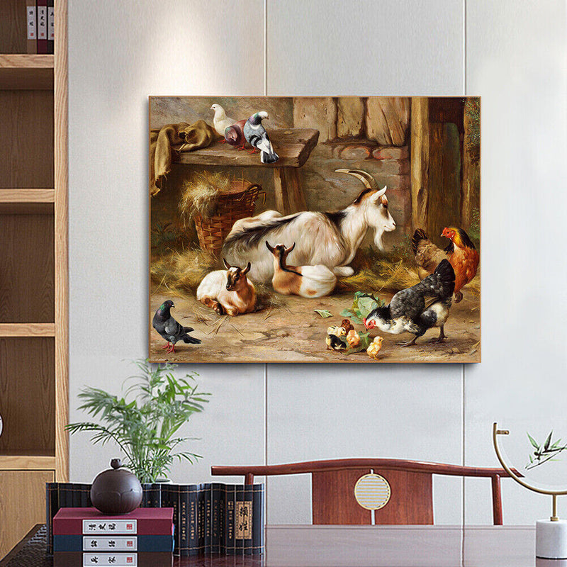 Goat Rooster Oil Paint By Numbers Kit DIY Acrylic Painting on Canvas (B1489)