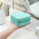 Portable Jewelry Storage Box Earrings Necklace Ring Display Case (Blue)