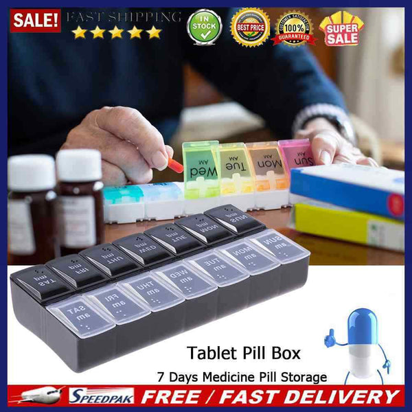 Braille Medicine Organizer Large Capacity 14 Dividers Vitamin Holder Twice Daily
