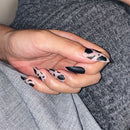 Girls Black Matte Fashion Stiletto With Glue Leopard False Nail Tips Full Cover