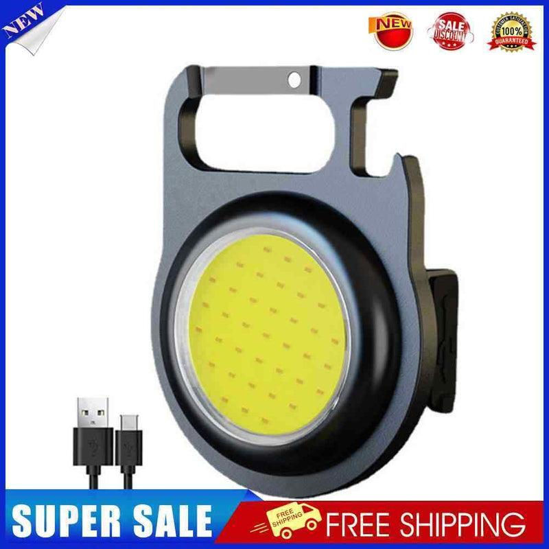 #A USB LED COB Keychain Flashlight Emergency Light Waterproof Camping Corkscrew