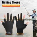 Fishing Gloves Anti-slip 2 Cut Finger Breathable Cycling Mitten (Orange) Newly