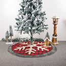 Christmas Tree Skirt Plaid Snowflake Pattern Xmas Tree Apron Round Door Carpet
