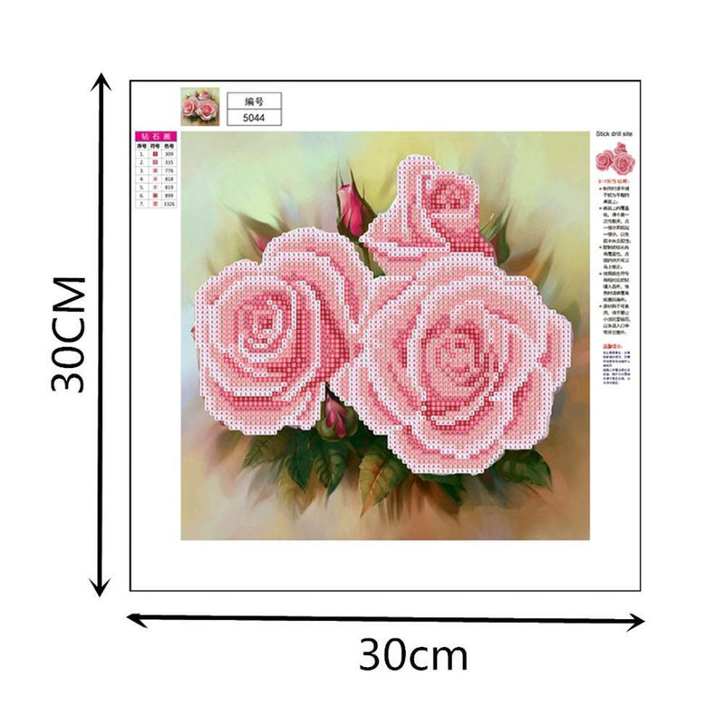 GLOBEAGLE 5D DIY Diamond Painting, Motif: Three Flowers, Cross Stitch, St