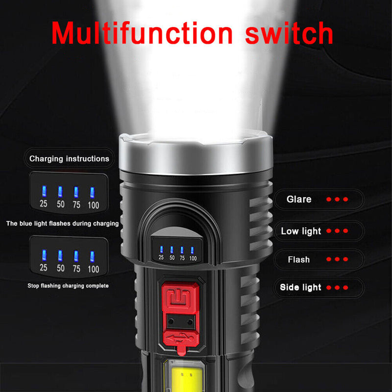 LED Handheld USB Rechargeable Strong Light for Outdoors Camping Electric Torch