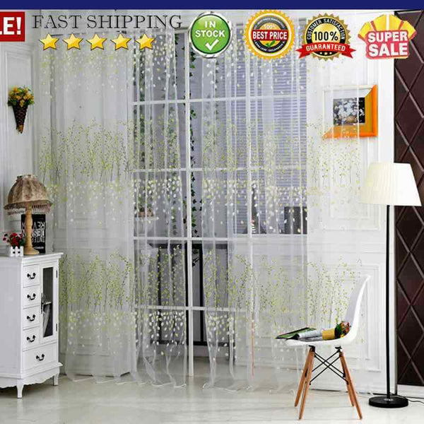 Wintersweet  Curtain Tulle Window Treatment Voile Drape Valance Green