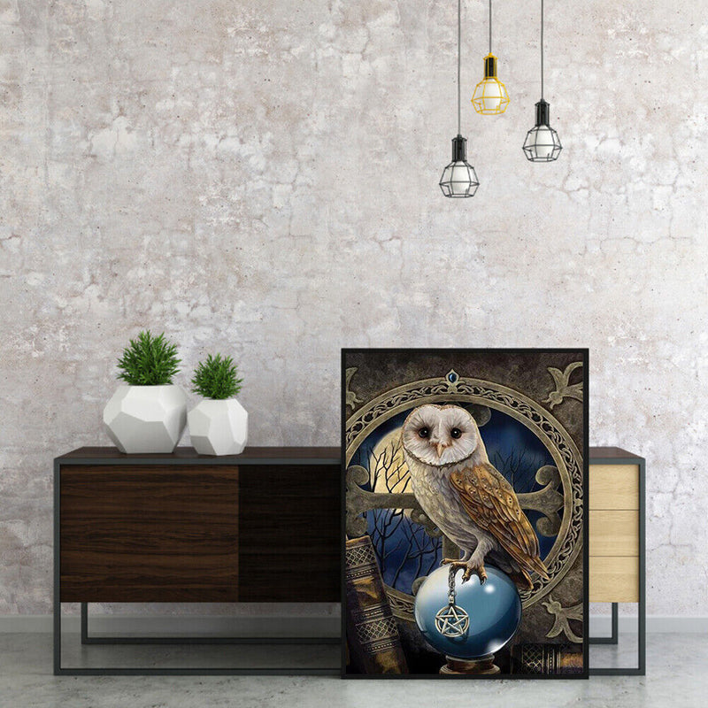 Oil Paint By Numbers Gems Owl Frameless Picture Craft Kit for Room Decoration