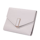 Retro Leather Solid Color Trifold Short Wallet Women Purse (Light Grey)
