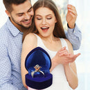 Anello Gioielli Argento Sterling 925 1CT Zaffiro Blu e Topazio Bianco Taglia 7 UC1