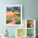 Paint By Numbers DIY Coastal Path Hand Painted Art Canvas Oil Home Wall Decor
