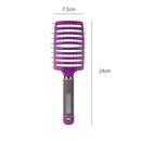 Pro Anti-Static Scalp Massager Hair Brush Curved Row Hairstyle Comb (Purple