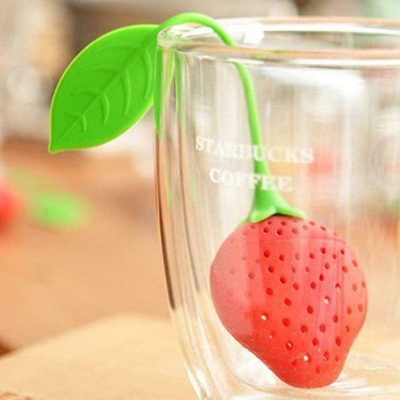 Strawberry Shape Silicone Leaf Loose Tea Infuser Filter Ball Strainer G5N2