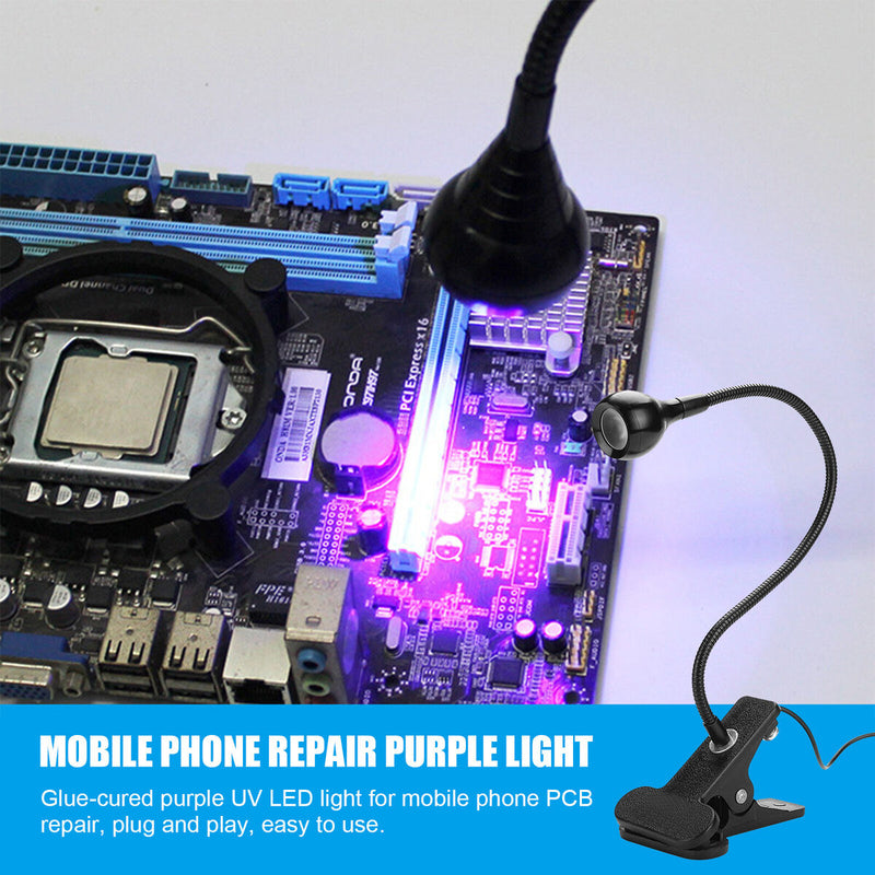 UV Glue Lamp 3W LED Ultraviolet Lamp with Clip & Switch for Mobile Phone Repair