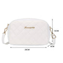 Women PU Leather Thread Crossbody Bag Diamond Lattice Messenger Bag (White)