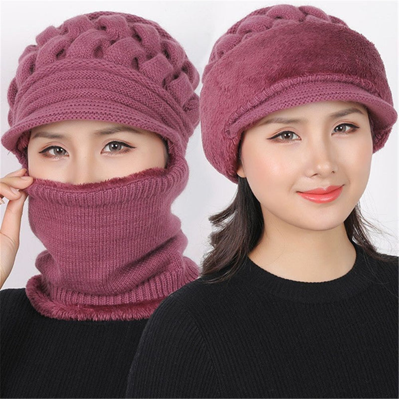 Windproof Plus Thickening Winter Hat Balaclava Beanies Scarf Cap Woolen Hat