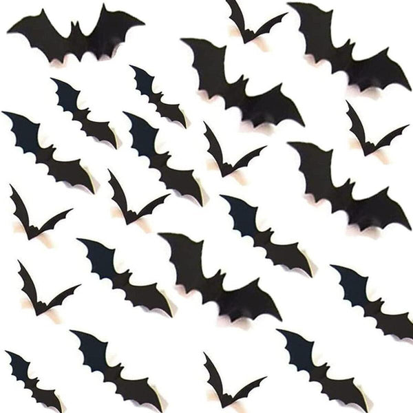 12 Halloween Bat Black Vinyl Stickers Window Decorations Spooky Party Kids/
