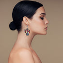 Colorful Cactus Dangle Earrings Retro Turquoise Hook Earring Girl Jewelry