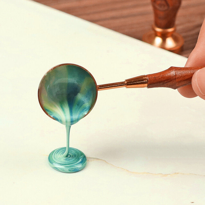 Wax Sealing Melting Spoon Retro Wooden Handle Spoon for Wax Seal Stamp Craft