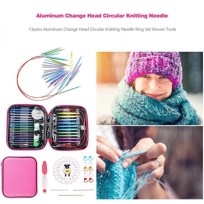 13pairs Aluminum Change Head Knitting Needles Crochet Hooks Scarf Sweaters Tools