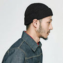 Knitted Hat Autumn Winter Warm Men Women Solid Rimless Beanies Cap (Black)