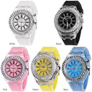 5pcs LED Flash Light Rhinestone Student Silicone Quartz Watch (Pink)