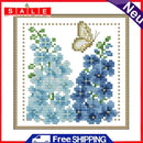 12 Months Flower Cross Stitch 14CT Stamped Canvas Printing Embroidery DIY Kits