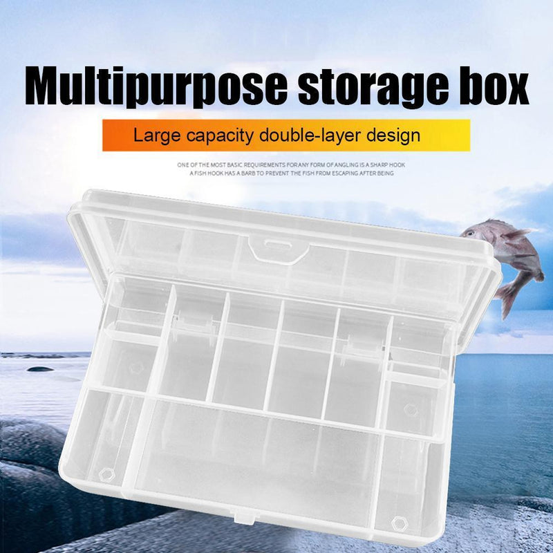 11 Compartments Fishing Box Double Layer Lure Hook Storage Case (Clear)