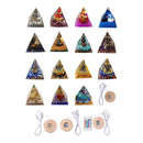 FIENZA Crystal Pyramid Reiki Pyramid, Orgone Pyramid Crystal with LED Light