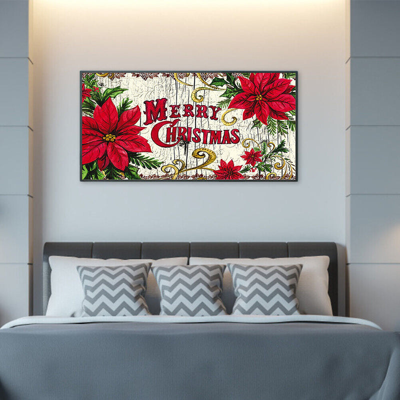Oil Paint By Numbers Christmas Flower Frameless Picture Craft Kit for Bedroom