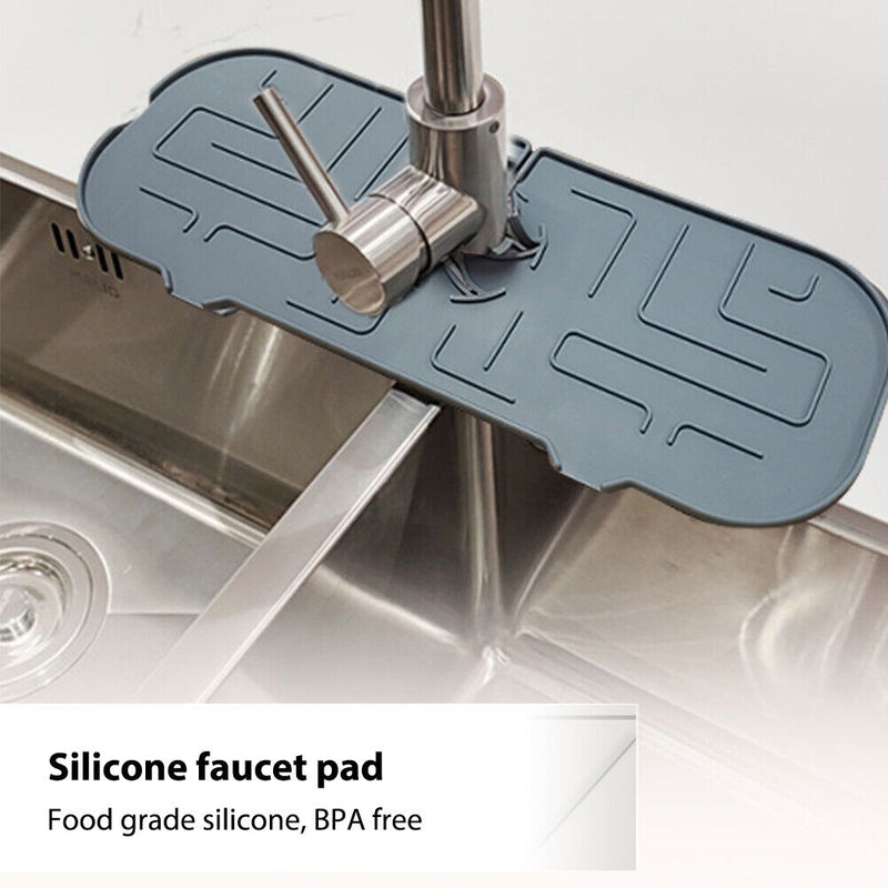 Faucet Absorbent Draining Mat Splash Guard Sink Water Drying Pad (Grey) Newly