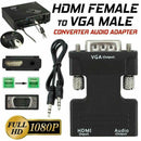 PC 1080P 3.5mm Audio Cable Audio Output Converter HDMI Female to VGA Male