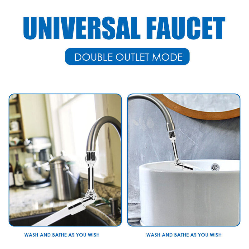Kitchen Bathroom Extend Faucet Universal Sink Basin Tap Nozzle (Double) Newly