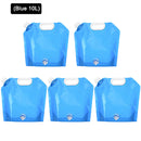 5pcs 10L Portable Outdoor Water Bag Foldable Camping Picnic Carrier (Blue) Newly