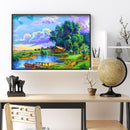 5D DIY Full Round Drill Diamond Paint Lake Scene Mosaic Rhinestone Art Picture