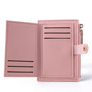 Women Fashion Solid Color Multi-slot Card Holder PU Leather Wallet (Pink)