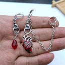 Asymmetrical Cuff Earrings Chain Ear Clip The Beating Heart Jewelry Gift
