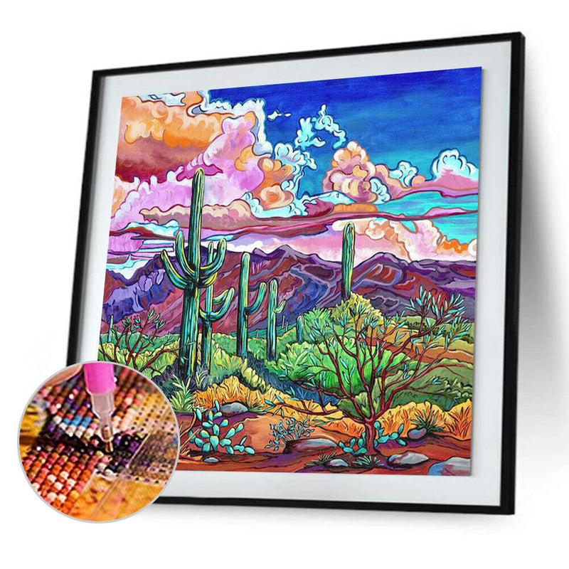 5D DIY Full Round Drill Cactus Diamond Painting Rhinestone Decoration Craft