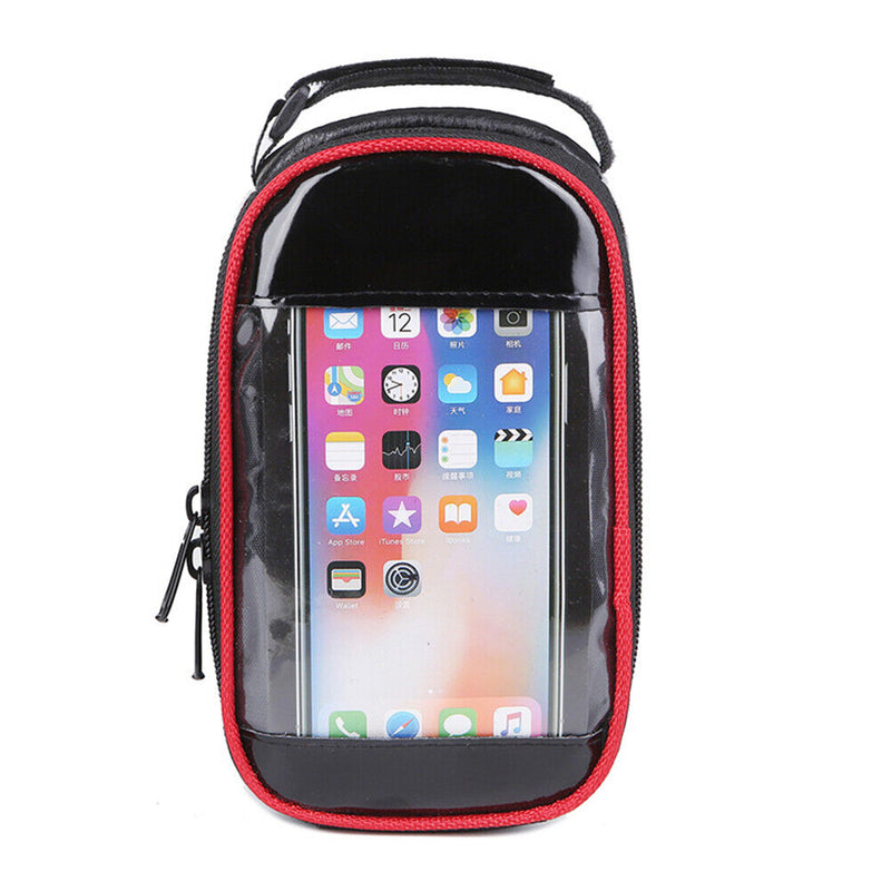 MTB Bike Bag Front Top Tube Touch Screen Mobile Phone Holder Case (Red) Newly