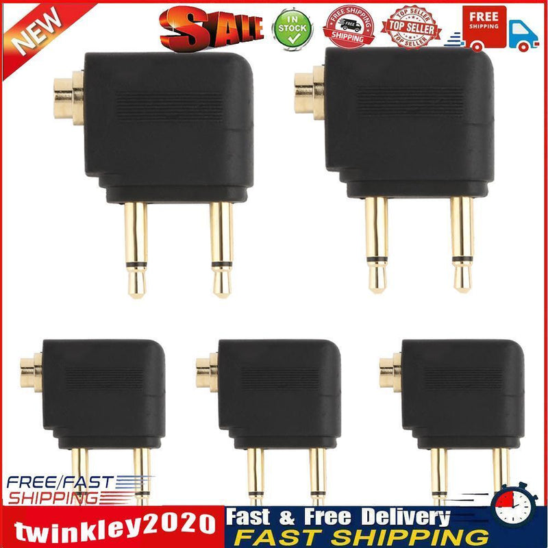 3.5mm Jack Audio Adapter for Airplane Travel Earphone Headphone (5pcs) Newly