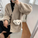 Fashion Plush Shoulder Handbag Cute Bear Shaped Kids Girls Mini Top-handle Purse