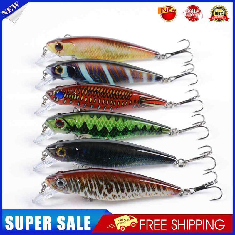 6pcs 8.6cm/9.1g Hard Plastic Minnow Fishing Lures Wobblers Artificial Baits