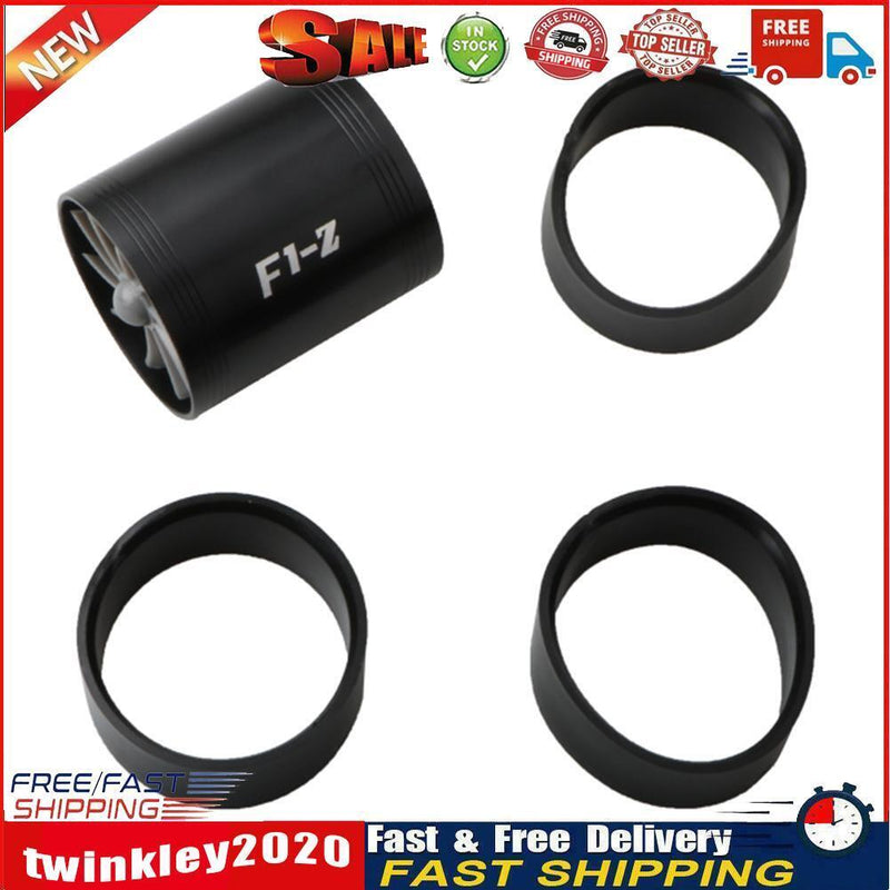 F1-Z Car Air Intake Double Turbine Refit Turbo Gas Fuel Saver Fan (Black) Newly
