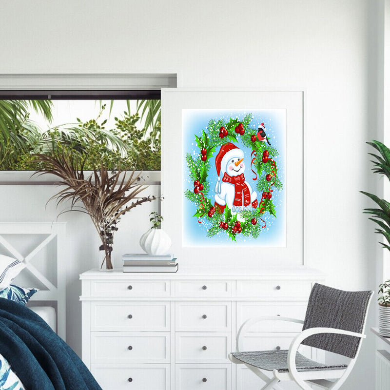 Xmas Snowman Oil Paint By Numbers DIY Coloring Picture Kits for Adults Children