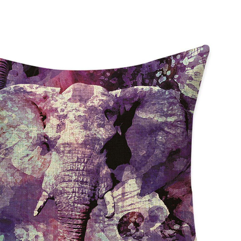 Elephant Printed Linen Pillowcase Soft Sweat-Absorbing Sofa Bed Cushions Covers