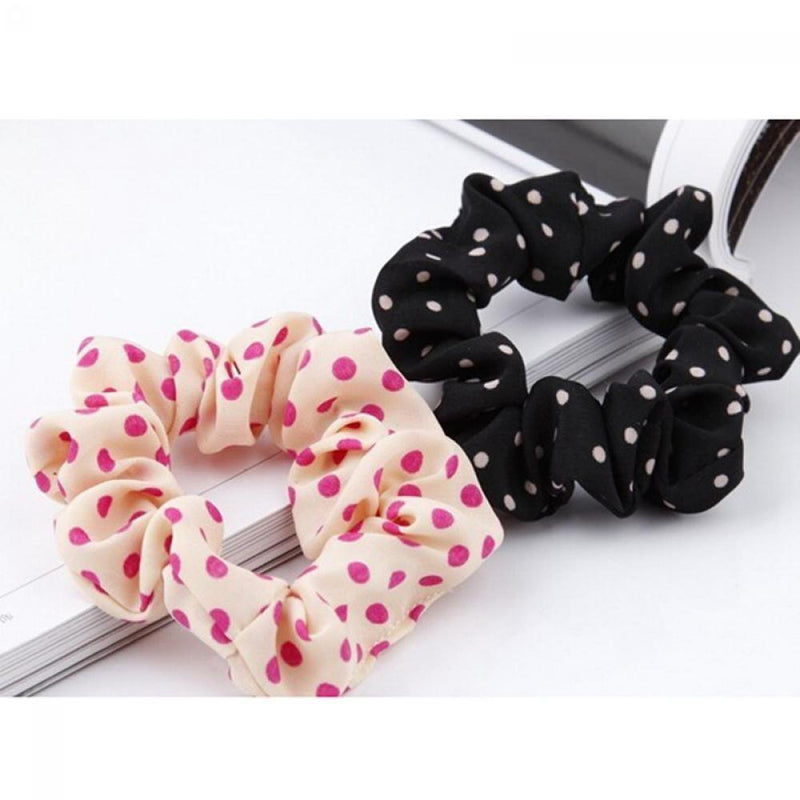 Elastic Girl Women Ponytail Holder Hair Band Rope Dot Print Scrunchie